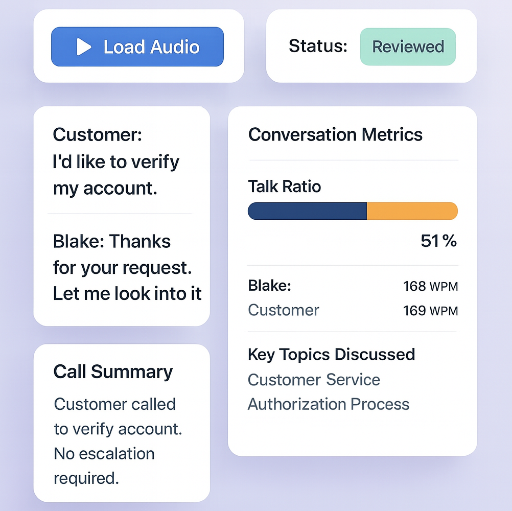 Transcription interface showing automated speech-to-text conversion